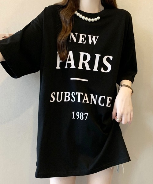 CANVAS+（キャンバスプラス）の「【CANVAS+】パール付きプリントルーズTシャツ（Tシャツ/カットソー・レディース・グレー/ホワイト/ブラック・M）」の12枚目の写真