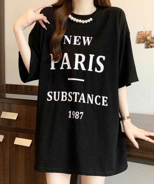 CANVAS+（キャンバスプラス）の「【CANVAS+】パール付きプリントルーズTシャツ（Tシャツ/カットソー・レディース・グレー/ホワイト/ブラック・M）」の10枚目の写真