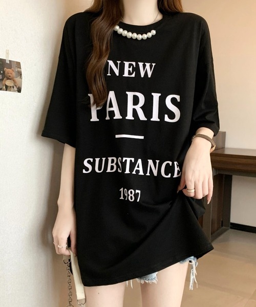 CANVAS+（キャンバスプラス）の「【CANVAS+】パール付きプリントルーズTシャツ（Tシャツ/カットソー・レディース・グレー/ホワイト/ブラック・M）」の9枚目の写真