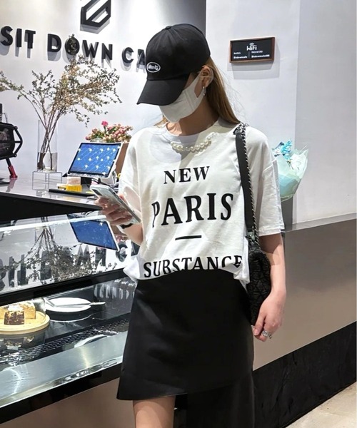 CANVAS+（キャンバスプラス）の「【CANVAS+】パール付きプリントルーズTシャツ（Tシャツ/カットソー・レディース・グレー/ホワイト/ブラック・M）」の7枚目の写真