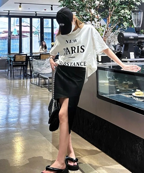 CANVAS+（キャンバスプラス）の「【CANVAS+】パール付きプリントルーズTシャツ（Tシャツ/カットソー・レディース・グレー/ホワイト/ブラック・M）」の6枚目の写真
