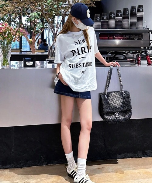 CANVAS+（キャンバスプラス）の「【CANVAS+】パール付きプリントルーズTシャツ（Tシャツ/カットソー・レディース・グレー/ホワイト/ブラック・M）」の4枚目の写真