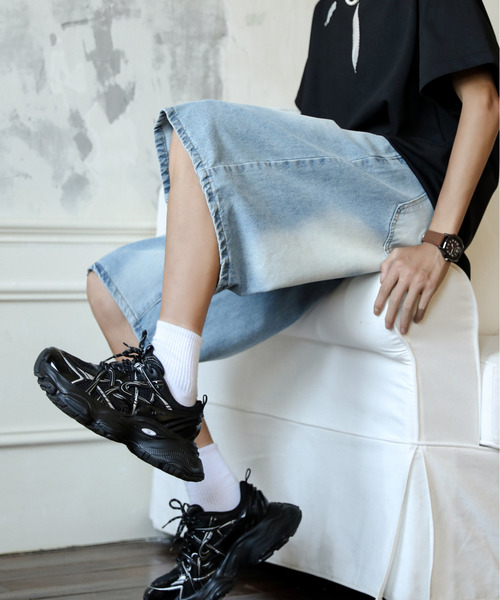 ジーンズ 「neos」ルーズシルエット ヴィンテージウォッシュ 立体ポケット カーゴ ワイド デニム パンツ メンズ レディース セールneosルーズシルエット ヴィンテージウォッシュ スタッズ