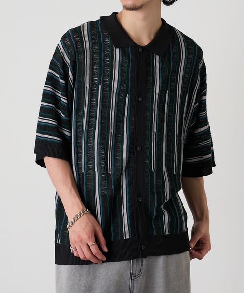 HAUS(ハウス)の「【HAUS】ジャガードニットシャツ 415024 WINS(シャツ/ブラウス・メンズ・ブラック/オフホワイト・M/L)」の11枚目の写真