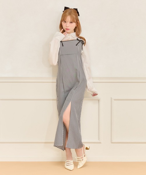 apres jour(アプレジュール)の「【SET着用可能】ダブルリボンキャミワンピース(ワンピース・レディース・ピンク/ブラック系その他/ブラック/グレー系その他/ボルドー/その他/ブラック系その他2・X-LARGE/フリー)」の2枚目の写真