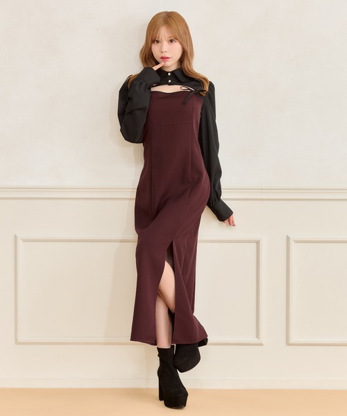 apres jour(アプレジュール)の「【SET着用可能】ダブルリボンキャミワンピース(ワンピース・レディース・ピンク/ブラック系その他/ブラック/グレー系その他/ボルドー/その他/ブラック系その他2・X-LARGE/フリー)」の6枚目の写真