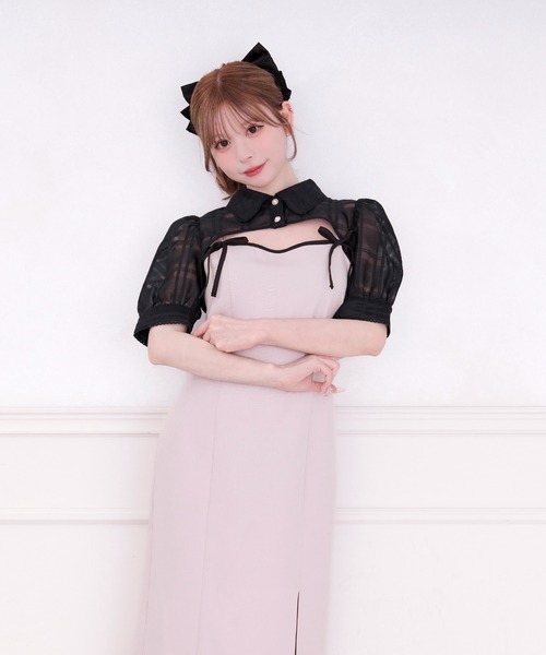 apres jour ショートボレロブラウス ダブルリボンキャミワンピース SET着用可能】ダブルリボンキャミワンピース（ワンピース