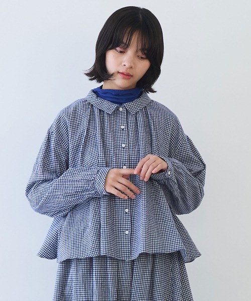 bulle de savon（ビュルデサボン）の「fuwa fuwa gingham ブラウス（シャツ/ブラウス・レディース・レッド/ブルー・FREE）」の2枚目の写真