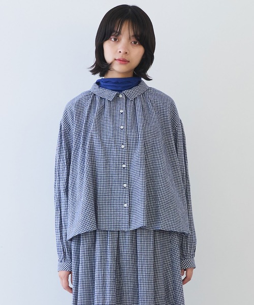 bulle de savon（ビュルデサボン）の「fuwa fuwa gingham ブラウス（シャツ/ブラウス・レディース・レッド/ブルー・FREE）」の3枚目の写真