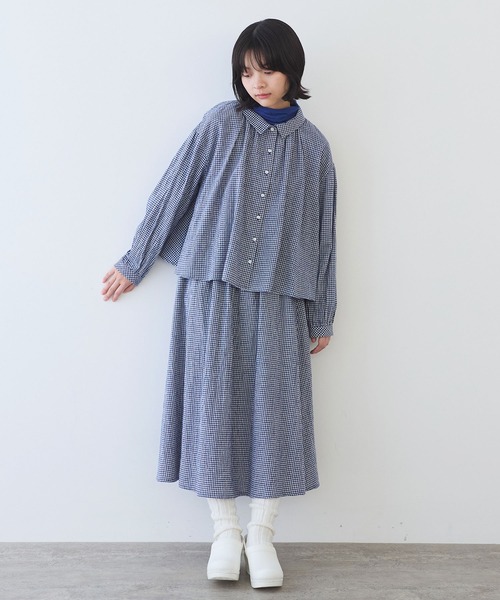 bulle de savon（ビュルデサボン）の「fuwa fuwa gingham ブラウス（シャツ/ブラウス・レディース・レッド/ブルー・FREE）」の12枚目の写真