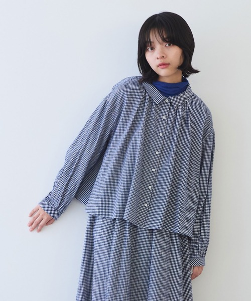 bulle de savon（ビュルデサボン）の「fuwa fuwa gingham ブラウス（シャツ/ブラウス・レディース・レッド/ブルー・FREE）」の4枚目の写真