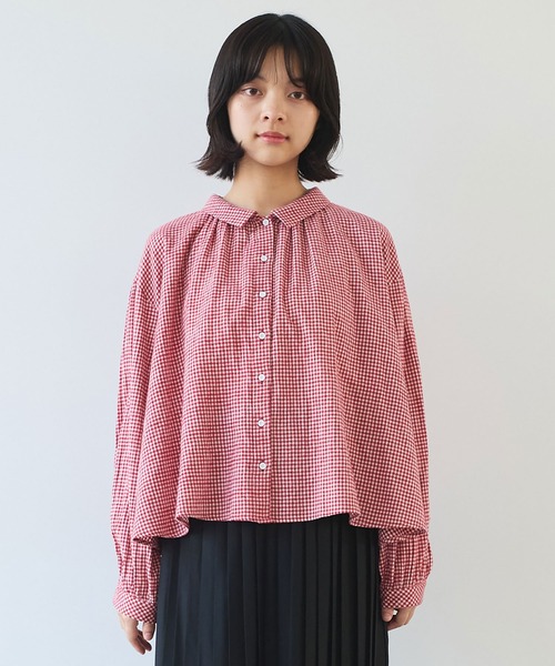 bulle de savon（ビュルデサボン）の「fuwa fuwa gingham ブラウス（シャツ/ブラウス・レディース・レッド/ブルー・FREE）」の16枚目の写真