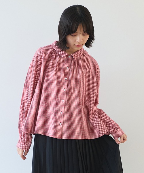 bulle de savon（ビュルデサボン）の「fuwa fuwa gingham ブラウス（シャツ/ブラウス・レディース・レッド/ブルー・FREE）」の17枚目の写真