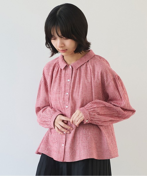 bulle de savon（ビュルデサボン）の「fuwa fuwa gingham ブラウス（シャツ/ブラウス・レディース・レッド/ブルー・FREE）」の18枚目の写真