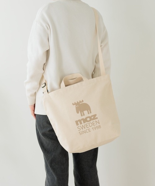 moz（モズ）の「moz モズ ファスナーの付いた帆布トートL ショルダー付（トートバッグ・レディース・グレー/ブラック/アイボリー・FREE）」の2枚目の写真