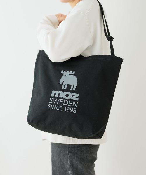 moz（モズ）の「moz モズ ファスナーの付いた帆布トートL ショルダー付（トートバッグ・レディース・グレー/ブラック/アイボリー・FREE）」の3枚目の写真