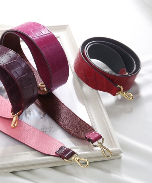 クロコダイル 牛革ショルダーストラップ 40mm 太め（ショルダー