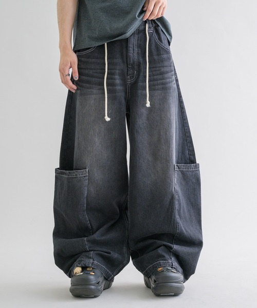 セール】【EPNK】Large pocket easy denim pants / ラージポケット