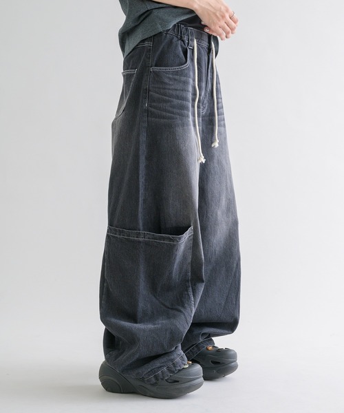 セール】【EPNK】Large pocket easy denim pants / ラージ