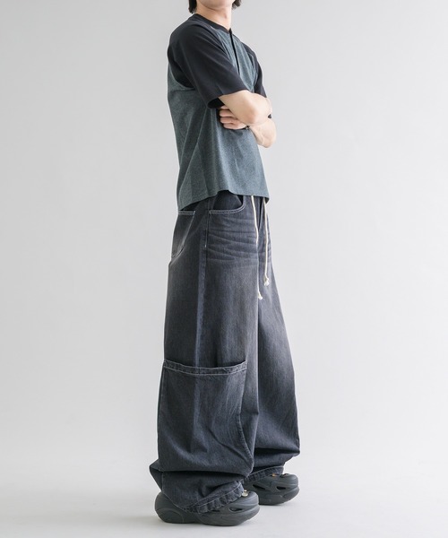 セール】【EPNK】Large pocket easy denim pants / ラージポケット