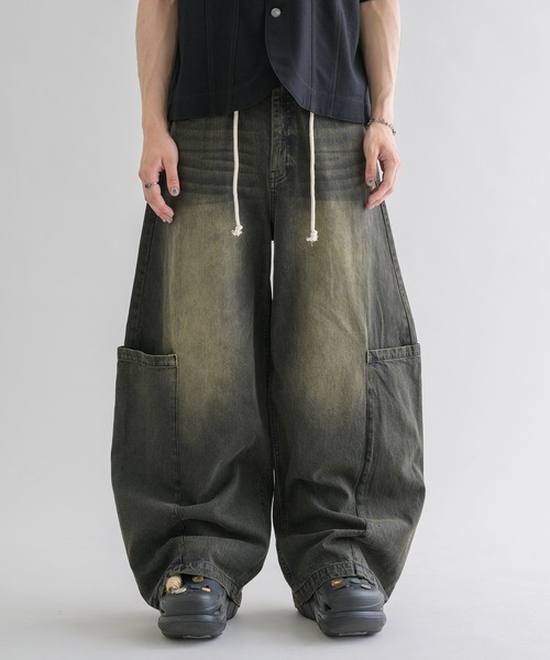 セール】【EPNK】Large pocket easy denim pants / ラージポケット