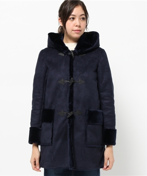 SEVENDAYS=SUNDAY（セブンデイズサンデイ）の「フェイクムートンダッフルコート（ピーコート・レディース・ネイビー/キャメル・LARGE/MEDIUM）」の13枚目の写真