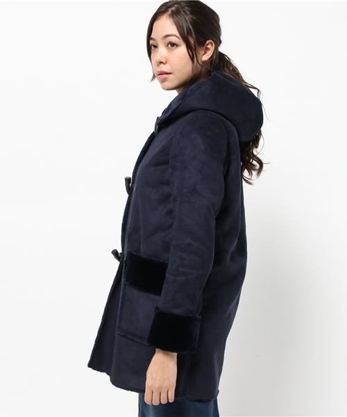 SEVENDAYS=SUNDAY（セブンデイズサンデイ）の「フェイクムートンダッフルコート（ピーコート・レディース・ネイビー/キャメル・LARGE/MEDIUM）」の14枚目の写真