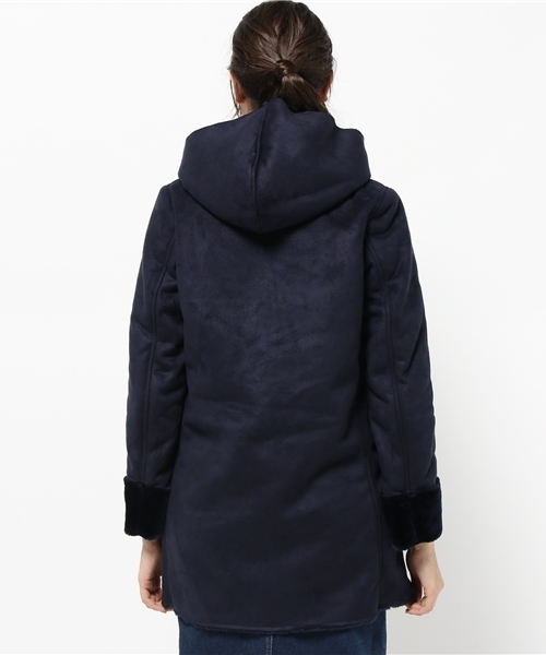 SEVENDAYS=SUNDAY（セブンデイズサンデイ）の「フェイクムートンダッフルコート（ピーコート・レディース・ネイビー/キャメル・LARGE/MEDIUM）」の7枚目の写真