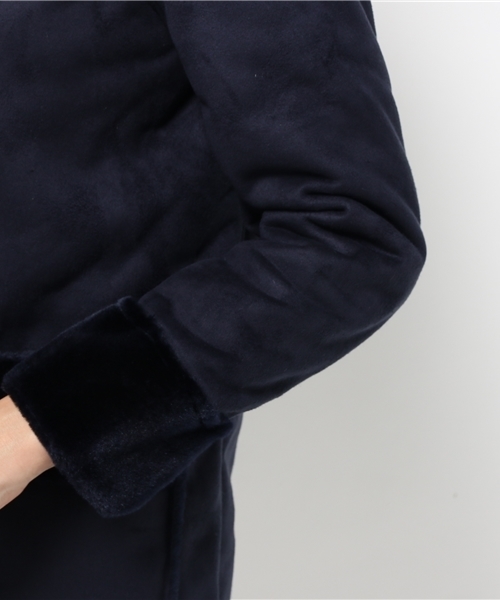 SEVENDAYS=SUNDAY（セブンデイズサンデイ）の「フェイクムートンダッフルコート（ピーコート・レディース・ネイビー/キャメル・LARGE/MEDIUM）」の9枚目の写真