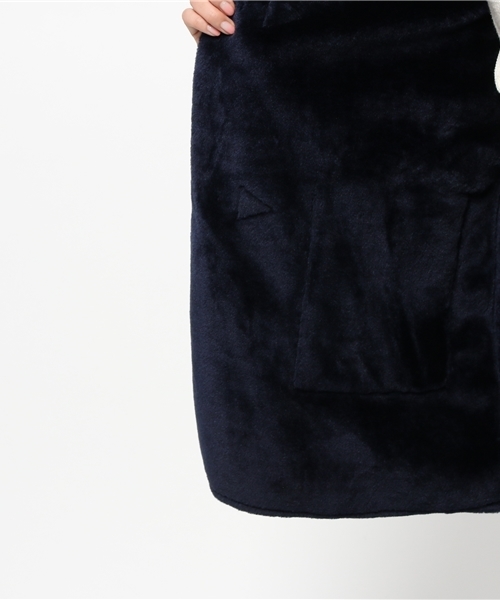 SEVENDAYS=SUNDAY（セブンデイズサンデイ）の「フェイクムートンダッフルコート（ピーコート・レディース・ネイビー/キャメル・LARGE/MEDIUM）」の3枚目の写真