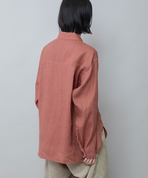 Munich(ミューニック)の「【吸水性】【発散性】フレンチリネンキャンバスシャツアウター(シャツ/ブラウス・レディース・ベージュ/ピンク系/カーキ/ブラック・FREE)」の8枚目の写真