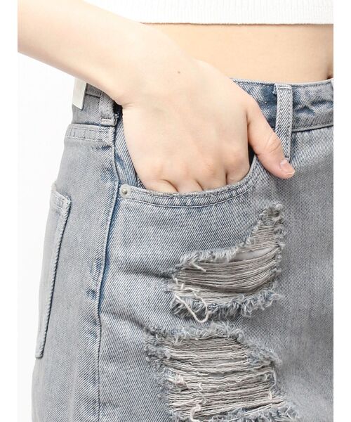 GYDA（ジェイダ）の「ハイウエストダメージスカートライクデニムショートパンツ（デニムスカート・レディース・ピンク/ブラック/ライトブルー・SMALL/MEDIUM）」の17枚目の写真