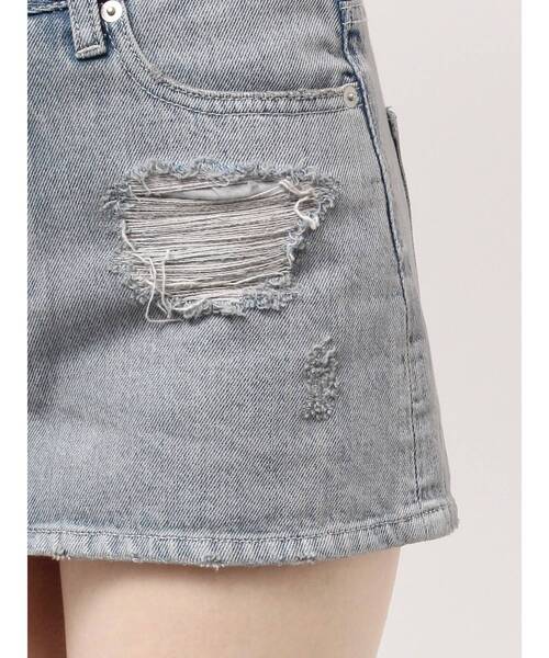 GYDA（ジェイダ）の「ハイウエストダメージスカートライクデニムショートパンツ（デニムスカート・レディース・ピンク/ブラック/ライトブルー・SMALL/MEDIUM）」の18枚目の写真