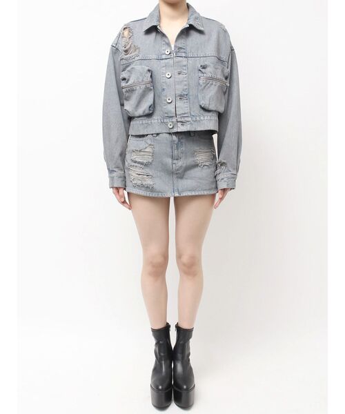 GYDA（ジェイダ）の「ハイウエストダメージスカートライクデニムショートパンツ（デニムスカート・レディース・ピンク/ブラック/ライトブルー・SMALL/MEDIUM）」の21枚目の写真