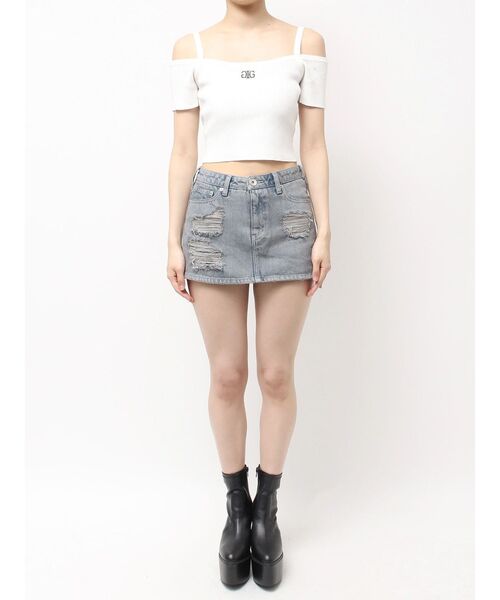 GYDA（ジェイダ）の「ハイウエストダメージスカートライクデニムショートパンツ（デニムスカート・レディース・ピンク/ブラック/ライトブルー・SMALL/MEDIUM）」の22枚目の写真