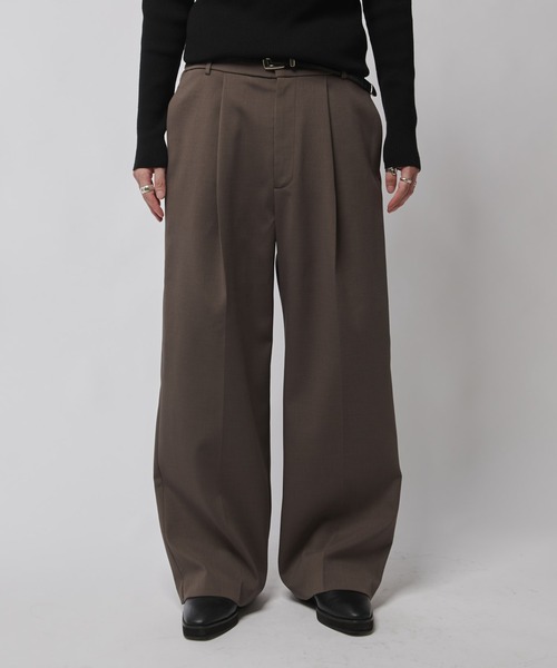 ダブルクロス タックワイドパンツ（スラックス）｜Lui's（ルイス）の