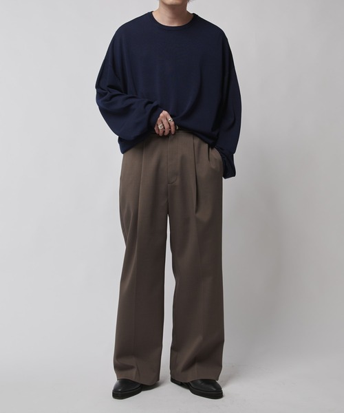 ダブルクロス タックワイドパンツ（スラックス）｜Lui's（ルイス）の