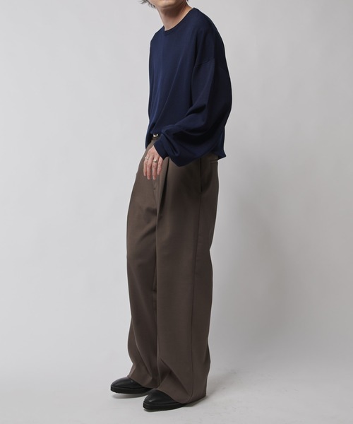 ダブルクロス タックワイドパンツ（スラックス）｜Lui's（ルイス）の