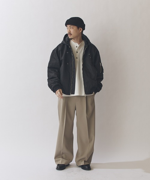ダブルクロス タックワイドパンツ（スラックス）｜Lui's（ルイス）の