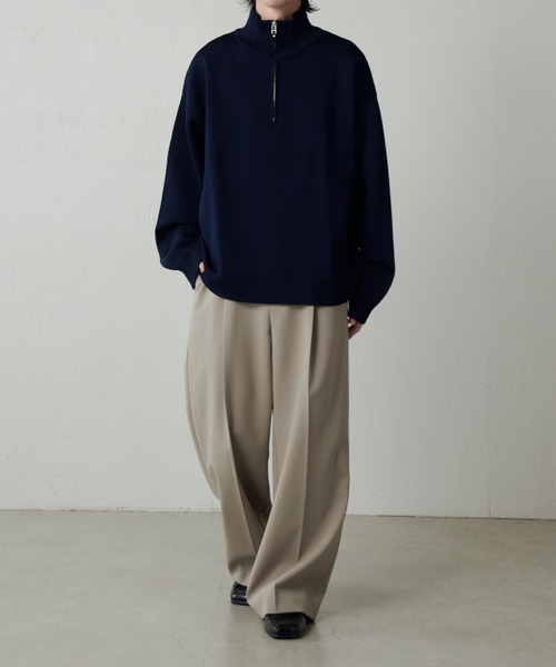 Lui's（ルイス）の「ダブルクロス タックワイドパンツ（スラックス・メンズ・アッシュグレー/ブラック/モカ・M/S）」の14枚目の写真