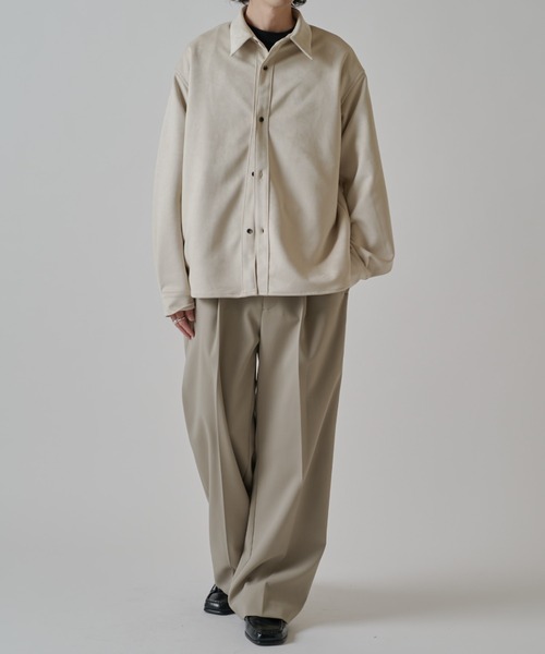 Lui's（ルイス）の「ダブルクロス タックワイドパンツ（スラックス・メンズ・アッシュグレー/ブラック/モカ・M/S）」の20枚目の写真