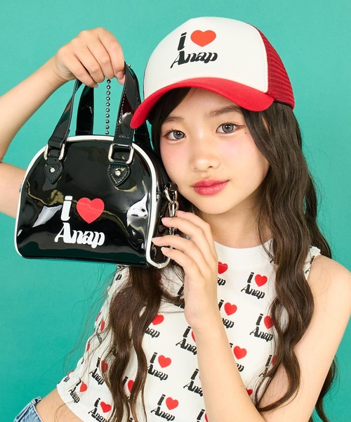 ANAP GiRL(アナップガール)の「ILOVE ANAP ミニボストンBAG(ショルダーバッグ・キッズ・ホワイト/イエロー/ブラック・FREE)」の3枚目の写真