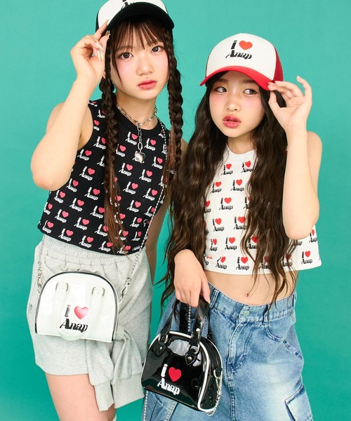 ANAP GiRL(アナップガール)の「ILOVE ANAP ミニボストンBAG(ショルダーバッグ・キッズ・ホワイト/イエロー/ブラック・FREE)」の4枚目の写真