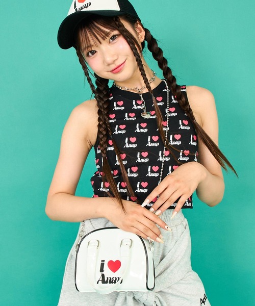ANAP GiRL(アナップガール)の「ILOVE ANAP ミニボストンBAG(ショルダーバッグ・キッズ・ホワイト/イエロー/ブラック・FREE)」の7枚目の写真