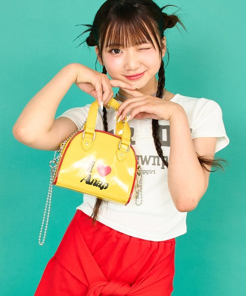ANAP GiRL(アナップガール)の「ILOVE ANAP ミニボストンBAG(ショルダーバッグ・キッズ・ホワイト/イエロー/ブラック・FREE)」の10枚目の写真