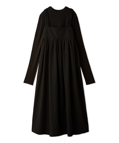 emmi（エミ）の「【限定カラー】ボックスチェックワンピースセット（ワンピース・レディース・ブラウン/ブラック/カーキ・0/1）」の2枚目の写真