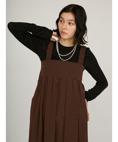 emmi（エミ）の「【限定カラー】ボックスチェックワンピースセット（ワンピース・レディース・ブラウン/ブラック/カーキ・0/1）」の10枚目の写真