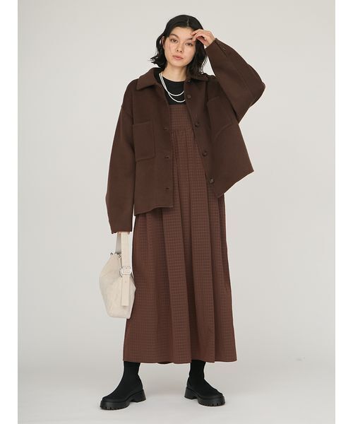 emmi（エミ）の「【限定カラー】ボックスチェックワンピースセット（ワンピース・レディース・ブラウン/ブラック/カーキ・0/1）」の16枚目の写真