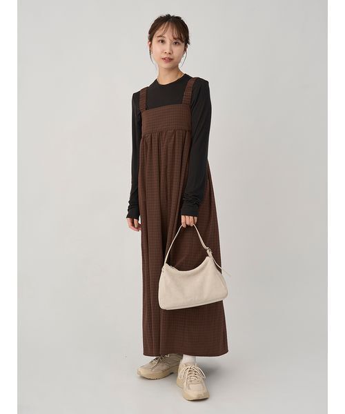emmi（エミ）の「【限定カラー】ボックスチェックワンピースセット（ワンピース・レディース・ブラウン/ブラック/カーキ・0/1）」の18枚目の写真