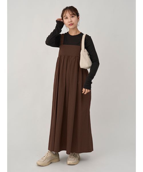 emmi（エミ）の「【限定カラー】ボックスチェックワンピースセット（ワンピース・レディース・ブラウン/ブラック/カーキ・0/1）」の19枚目の写真